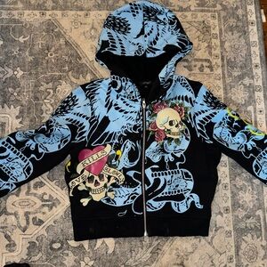 Blue and Black Ed hardy Hoodie
